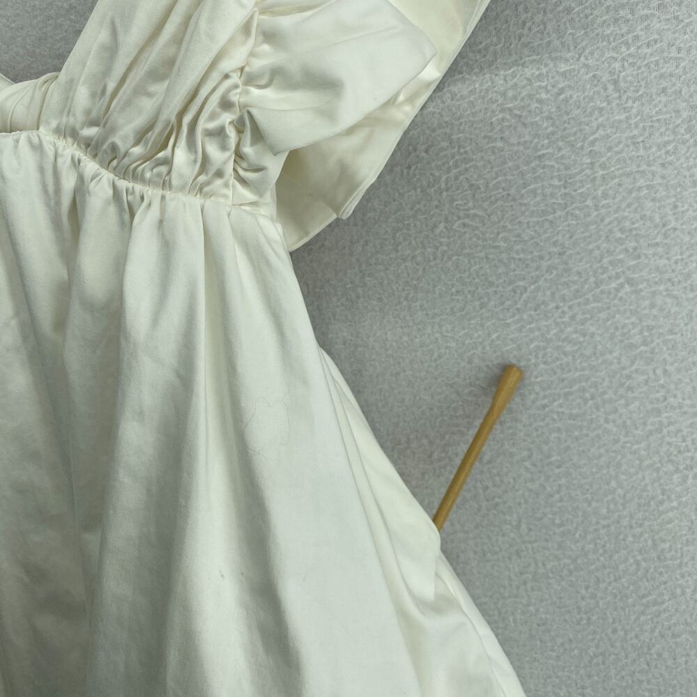 FOR LOVE & LEMONS Dress S Clementine Babydoll Mini Flutter Sleeve Back Tie White - Picture 6 of 12